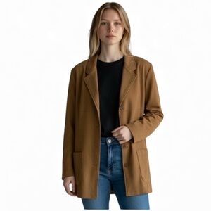 Subaru Faux Suede Blazer Oversized Rustic Brown w/Pockets Size 18 Front Button